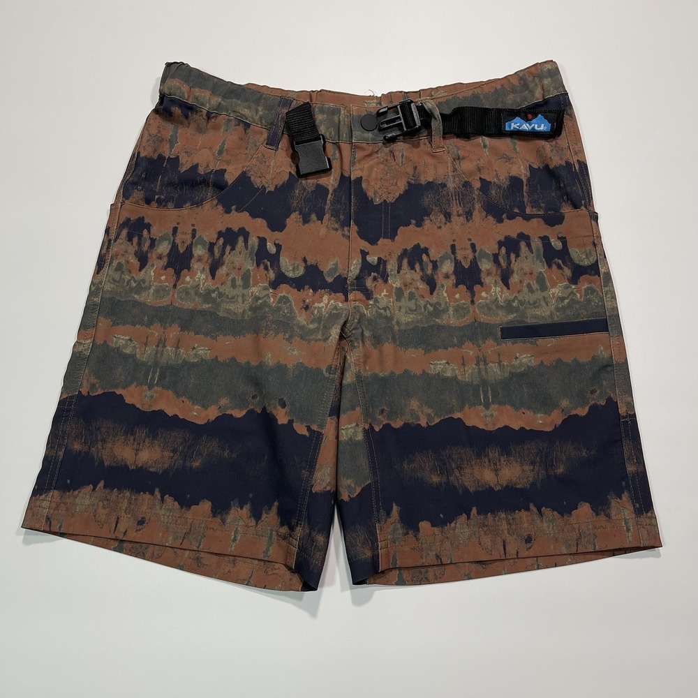 Kavu Brown Green Chilli H2O Tie Dye Belted Hiking‎ Shorts Mens Size Small Hybrid